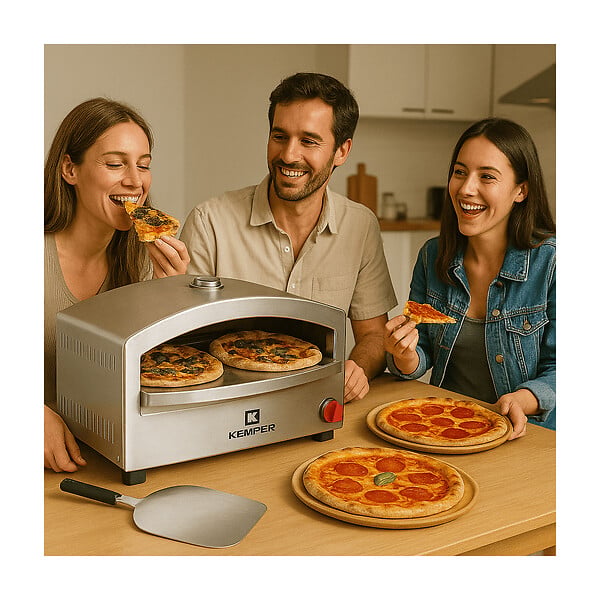 KEMPER - Four à pizza à gaz 4800W Cuisson pierre réfractaire 250 à 400°C Spatule Incluse KEMPER - large