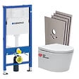 GEBERIT - Pack WC bâti-support + WC Swiss Aqua Technologies sans bride + Plaque blanche + Set habillage (SATrimlessGeb1-sabo) - vignette