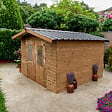 HABRITA - Abri de jardin en bois épicéa - Bois naturel - L.342xP.360xH.232cm - vignette