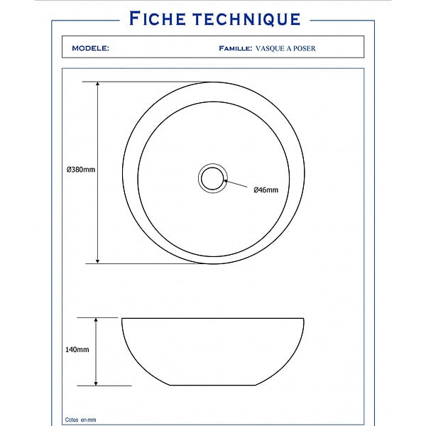 PLANETE BAIN - Vasque à poser bol design blanche - large