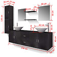 VIDAXL - vidaXL Meuble de salle de bain 11 pcs avec lavabo et robinet Noir - vignette