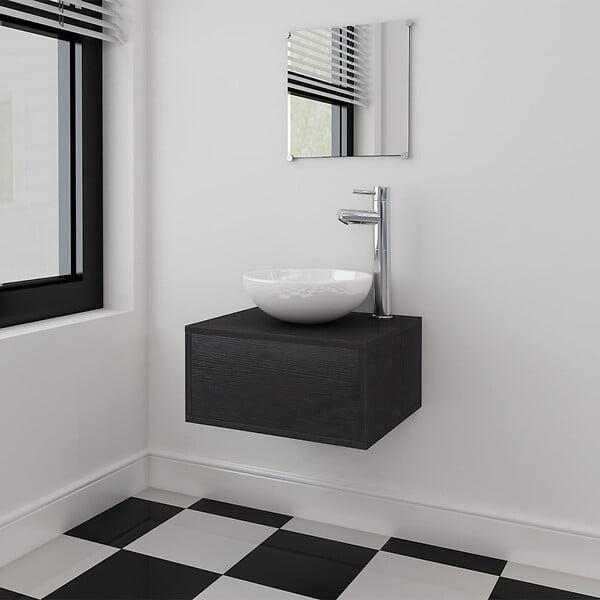 VIDAXL - vidaXL Meubles de salle de bains trois pièces Noir - large