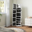 HOMCOM - Armoire à bijoux pivotante verrouillable avec miroir - armoire bijoux multi-rangement - MDF gris clair - vignette