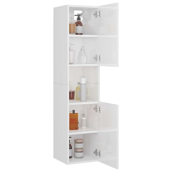 VIDAXL - vidaXL Armoire de salle de bain Blanc brillant Bois d'ingénierie - large