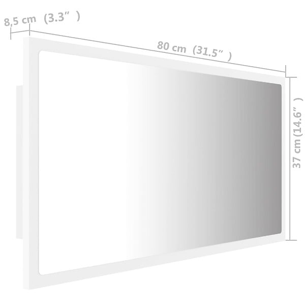 VIDAXL - vidaXL Miroir à LED de salle de bain Blanc 80x8,5x37 cm Acrylique - large