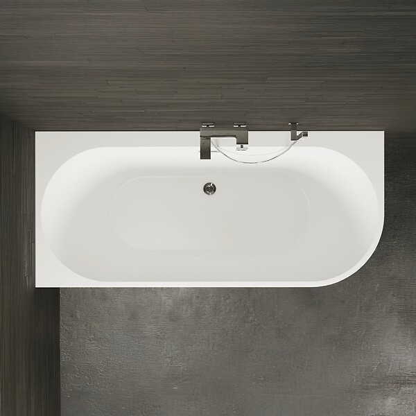 SPALINA - Baignoire Semi-îlot Murale D'angle Capri 160 Gauche Noire 160 X76 X58 Cm, By Spalina - large