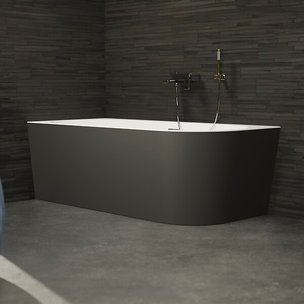SPALINA - Baignoire Semi-îlot Murale D'angle Capri 160 Gauche Noire 160 X76 X58 Cm, By Spalina - large