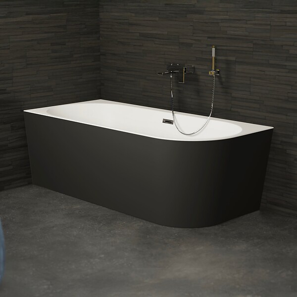 SPALINA - Baignoire Semi-îlot Murale D'angle Capri 160 Gauche Noire 160 X76 X58 Cm, By Spalina - large