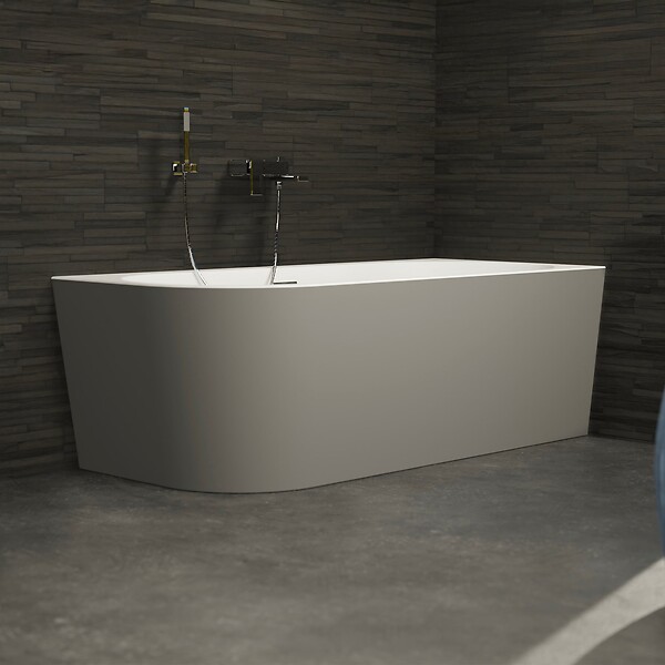 SPALINA - Baignoire Semi-îlot Murale D'angle Capri 180 Droite Grise 180 X81 X58 Cm, By Spalina - large