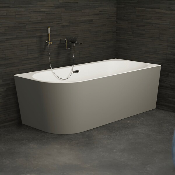 SPALINA - Baignoire Semi-îlot Murale D'angle Capri 180 Droite Grise 180 X81 X58 Cm, By Spalina - large