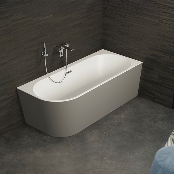 SPALINA - Baignoire Semi-îlot Murale D'angle Capri 180 Droite Grise 180 X81 X58 Cm, By Spalina - large