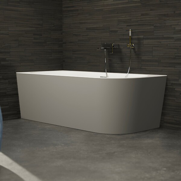 SPALINA - Baignoire Semi-îlot Murale D'angle Capri 160 Gauche Grise 160 X76 X58 Cm, By Spalina - large