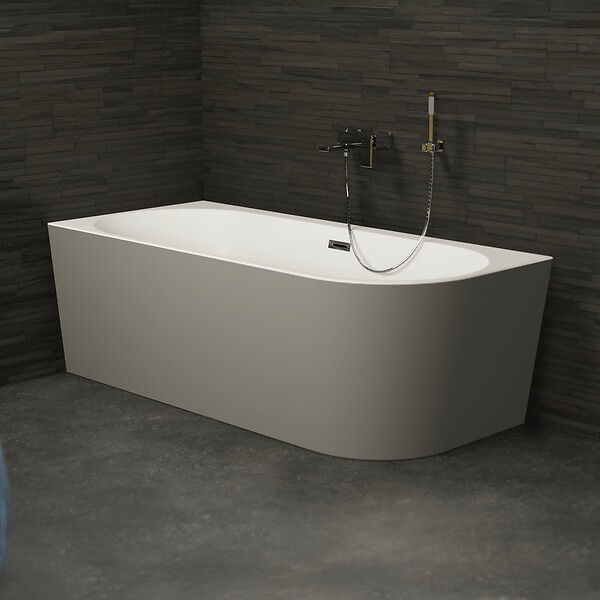 SPALINA - Baignoire Semi-îlot Murale D'angle Capri 160 Gauche Grise 160 X76 X58 Cm, By Spalina - large