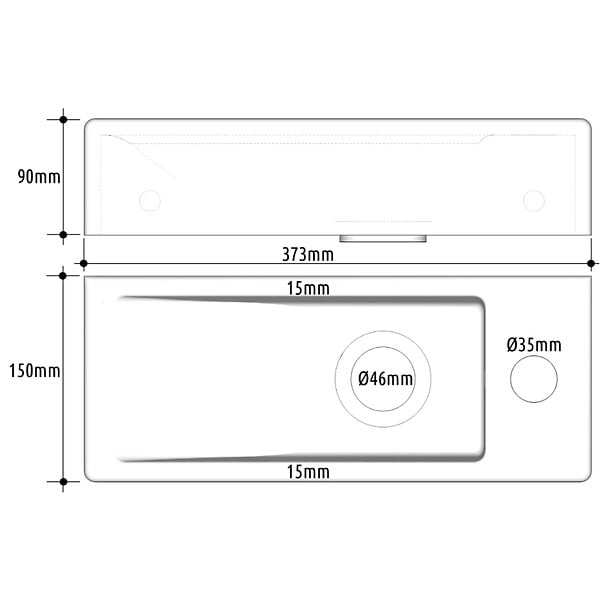 GODART - Lave-mains gain de place à suspendre 37 x 15 cm - robinet à droite - Longine - large
