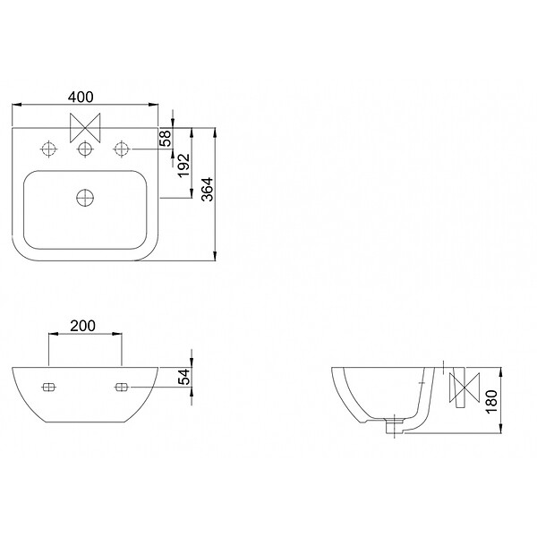 GODART - Lave mains en porcelaine pour WC à suspendre 40.5 cm avec trop plein - Confort - large