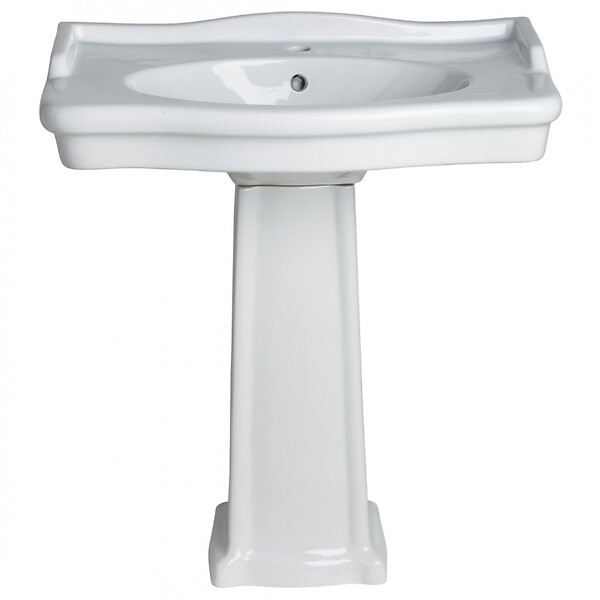 PLANETE BAIN - Lavabo colonne époque 80 cm rétro blanc - large