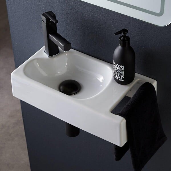 PLANETE BAIN - Lave mains suspendu avec porte serviette Dallas - large