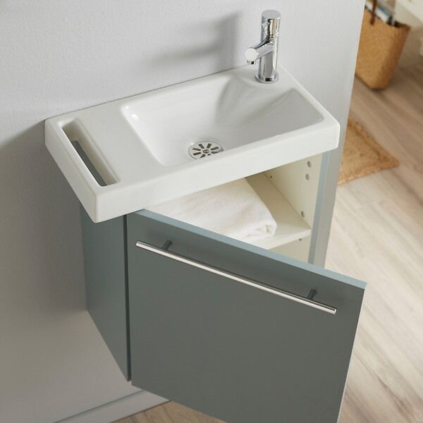 PLANETE BAIN - Pack lave-mains Vert avec porte serviette - Mitigeur à droite - L.48 X H. 52.5 cm - Houston 2 - large