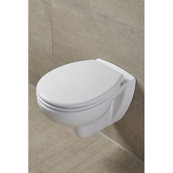 PLANETE BAIN - Abattant WC blanc de forme ovale en Polypropylène avec fermeture ralentie, réglable et déclipsable - NF - Océan - large