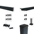 DECKLINEA - Kit Clôture Aluminium Ajourée sur Muret OLINDA Anthracite 14,68x1,2m - Lames ajourées 21x45x1780 mm - Brise Vue - Palissade - vignette