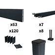 DECKLINEA - Kit Clôture Aluminium Ajourée sur Muret OLINDA Anthracite 12,85x1,2m - Lames ajourées 21x45x1780 mm - Brise Vue - Palissade - vignette