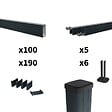 DECKLINEA - Kit Clôture Aluminium Ajourée sur Muret OLINDA Anthracite 9,20x1,2m - Lames ajourées 21x45x1780 mm - Brise Vue - Palissade - vignette