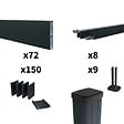 DECKLINEA - Kit Clôture Aluminium Ajourée sur Muret OLINDA Anthracite 14,68x1,2m - Lames ajourées 21x45x1780 mm - Brise Vue - Palissade - vignette