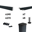 DECKLINEA - Kit Clôture Aluminium Ajourée sur Muret OLINDA Anthracite 12,85x1,2m - Lames ajourées 21x45x1780 mm - Brise Vue - Palissade - vignette