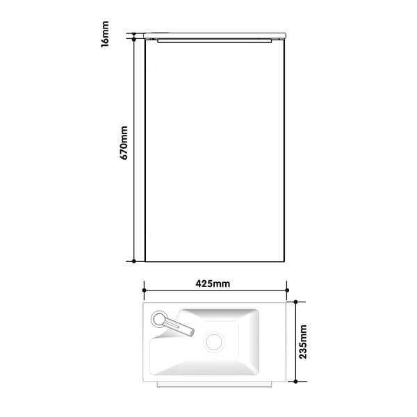 GODART - Meuble lave mains wc noir mat avec lave-mains design noir - l.42.5 X H. 68.6 cm - sans robinetterie - Austin - large