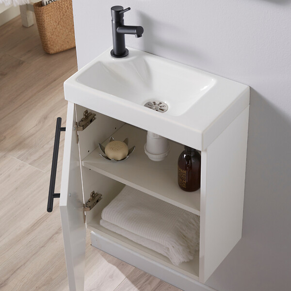 GODART - Meuble avec lave mains Hamac Blanc Solo et poignée noire - large