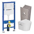 GEBERIT - Pack WC bâti-support Duofix  + WC suspendu sans bride + abattant SoftClose + plaque blanche + set d'habillage (CETORGEB1SB) - vignette