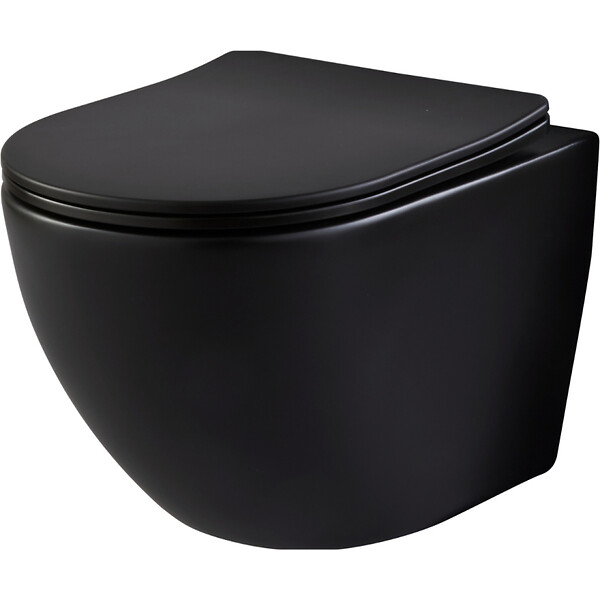GODART - Pack WC suspendu avec lave-mains intégré + cuvette gain de place sans bride corolla Noir mat - large