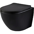 GODART - Pack WC suspendu avec lave-mains intégré + cuvette gain de place sans bride corolla Noir mat - vignette