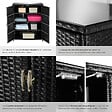 TECTAKE - Armoire de jardin en rotin Monza, structure en aluminium, 4 compartiments noir - vignette