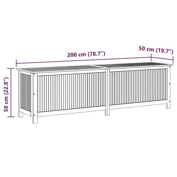 VIDAXL - vidaXL Boîte de rangement de jardin 200x50x58 cm Bois d'acacia solide - large