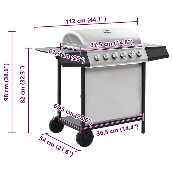 VIDAXL - vidaXL Barbecue au gaz avec 6 zones de cuisson Inox Argenté - large