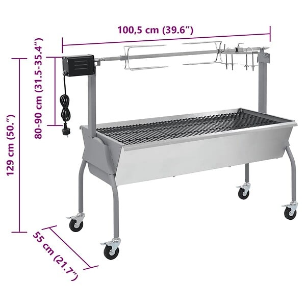 VIDAXL - vidaXL Rôtissoire pour barbecue électrique Acier inoxydable - large