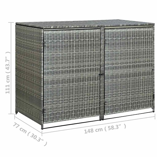 VIDAXL - vidaXL Abri de poubelle double Résine tressée Anthracite 148x77x111cm - large