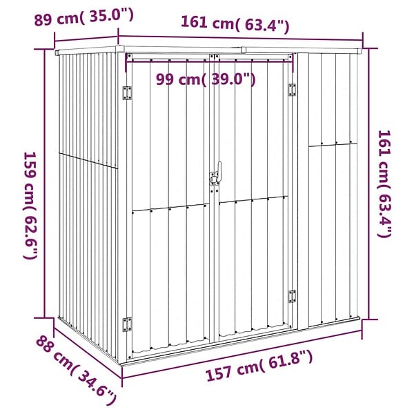 VIDAXL - vidaXL Abri à outils de jardin marron 161x89x161 cm acier galvanisé - large