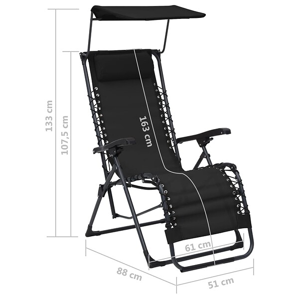 VIDAXL - vidaXL Chaises pliables de terrasse lot de 2 Textilène Noir - large