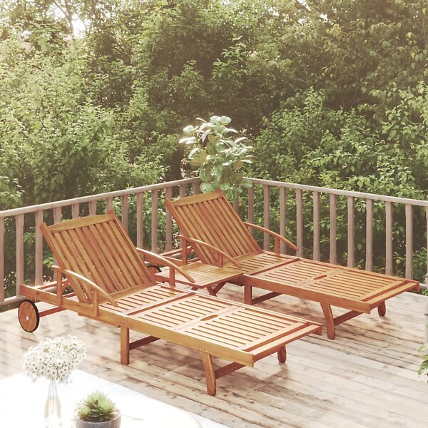 VIDAXL - vidaXL Ensemble de chaises longues lot de 2 table Bois acacia massif - large