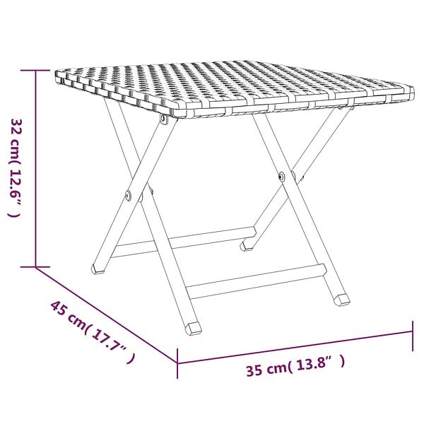 VIDAXL - vidaXL Table pliable gris 45x35x32 cm résine tressée - large