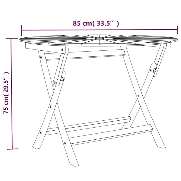 VIDAXL - vidaXL Table pliable de jardin Ø 85x75 cm bois massif de teck - large