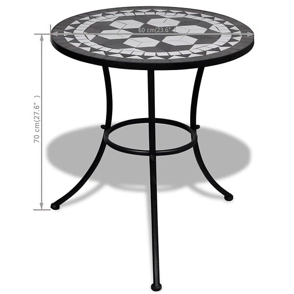 VIDAXL - vidaXL Table de bistro Noir et blanc 60 cm Mosaïque - large