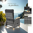 TECTAKE - Fauteuil en rotin Pescara avec structure en aluminium, dossier réglable gris - vignette