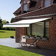 HAPPY GARDEN - Store banne SAULE 2,5 × 2m - Toile beige et structure grise - vignette