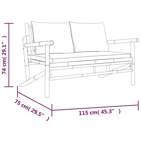 VIDAXL - vidaXL Banc de jardin avec coussins blanc crème bambou - large