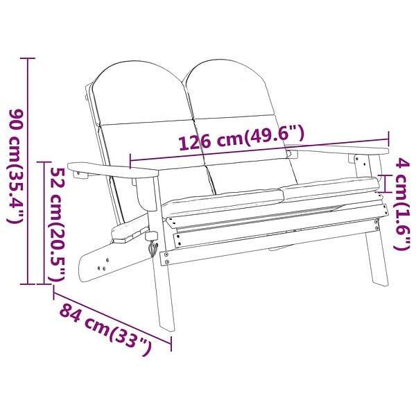 VIDAXL - vidaXL Banc de jardin Adirondack et coussins 126 cm bois massif acacia - large