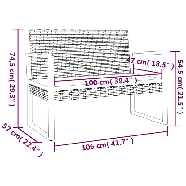 VIDAXL - vidaXL Banc de jardin avec coussins noir 106 cm résine tressée - large