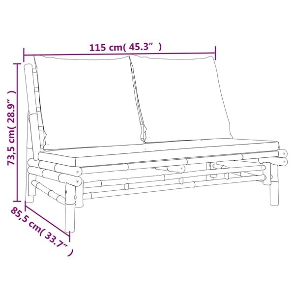 VIDAXL - vidaXL Banc de jardin avec coussins blanc crème bambou - large